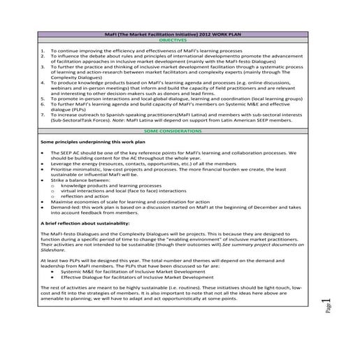 MaFI 2012 Workplan (short version)
