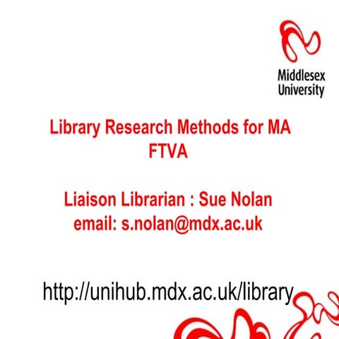 MA  Film Television and Animation: Library Induction