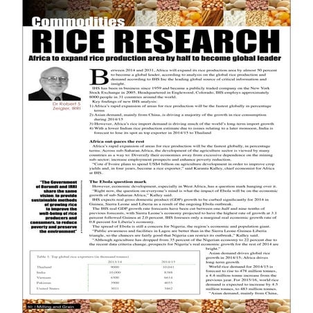 Commodities - Africa to expand rice production area by half to become global ...