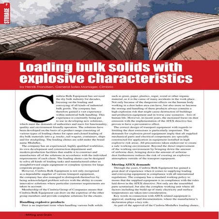 Loading bulk solids with explosive characteristics