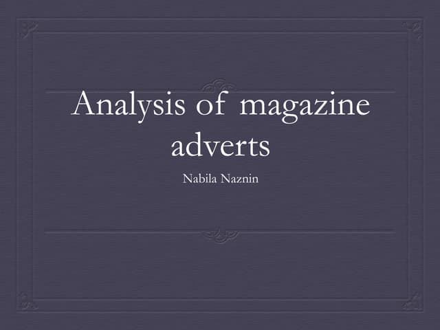 Analysis of Magazine adverts