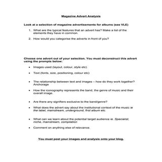 Magazine advert analysis