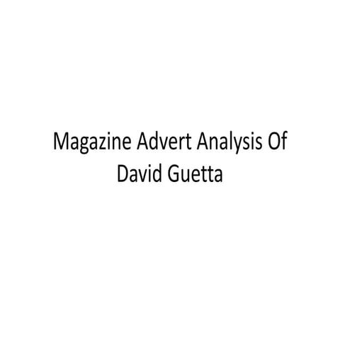 Magazine Advert Analysis