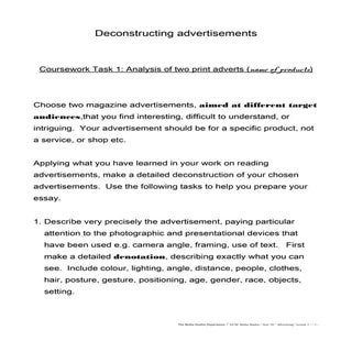 Magazine advert  exam task sheet oht