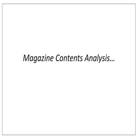 Magazine Contents Analysis