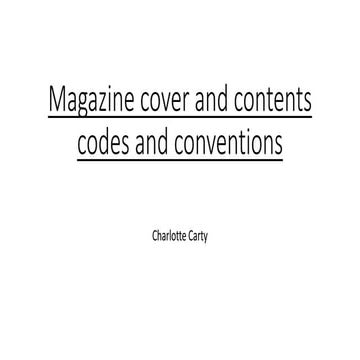Magazine cover and contents codes and conventions | PPT