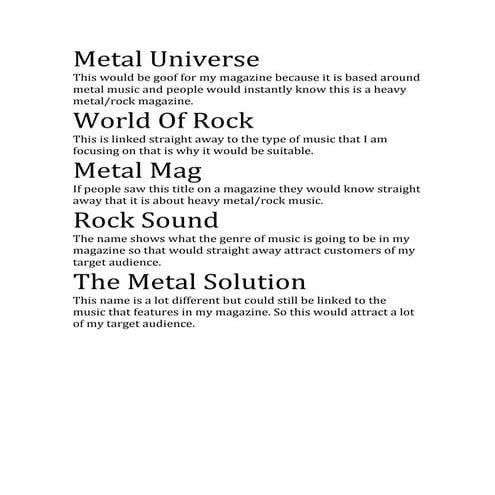 Unit 7 Magazine names