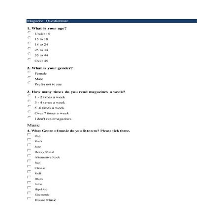 Music questionnaire | DOCX