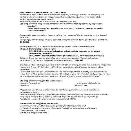 Magazines and gender