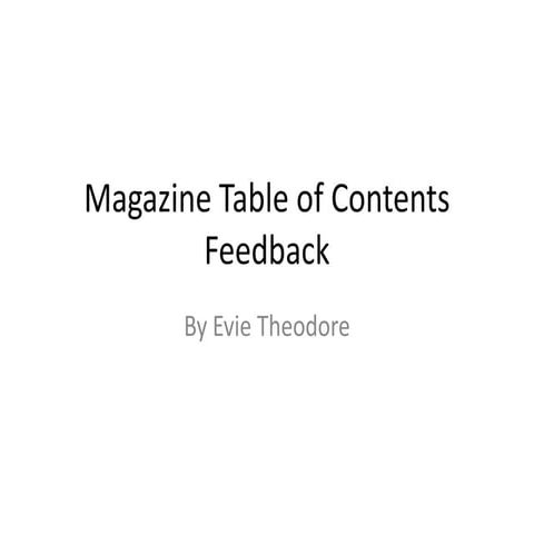 Magazine table of contents feedback