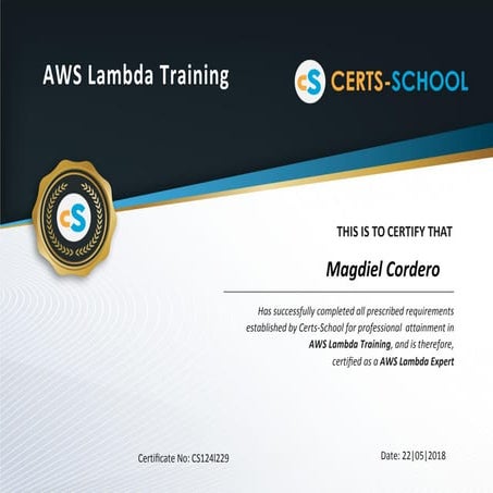 Certificate for CS-AWS Lambda - Magdiel Cordero