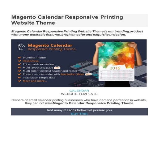Magento calendar responsive printing website theme