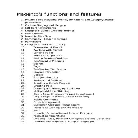 Magentos Functions And Features