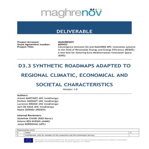 Maghrenov deliverable 3.3 - Synthetic roadmap adapted to regional climatic ec...