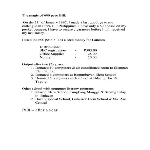 Magic Of 600 Peso Bill - Nelia Victolero