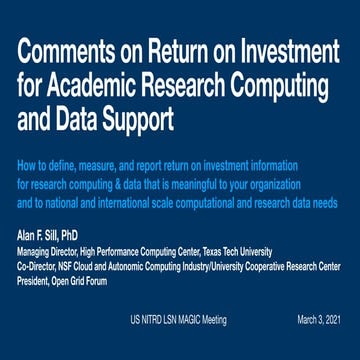 Return on Investment for Research Computing and Data Support 2021-03-03