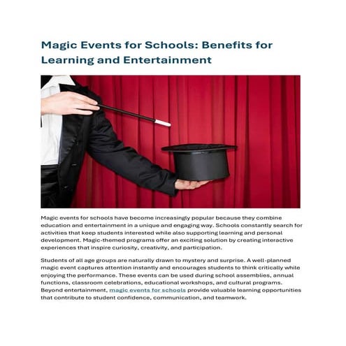 Magic Events in Schools: Enhancing Learning and Entertainment | PDF