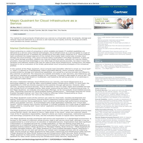 G05.2014 - Magic quadrant for cloud infrastructure as a service