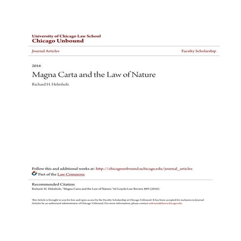 Magna carta and the law of nature