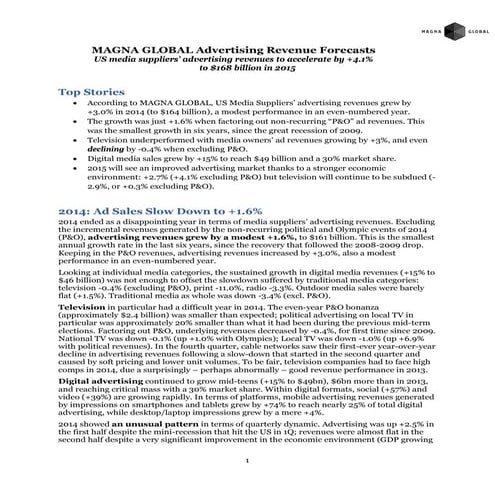 Magna Global - Advertising Forecasts - Global Advertising Market | 02/20/2015