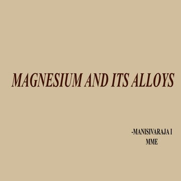 Magnesium and its alloys