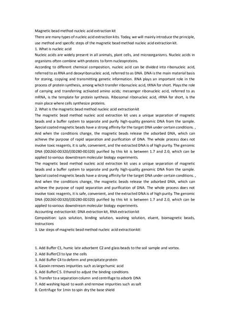 Bead-based Separation Technique for the automatic extraction of Nucleic ...