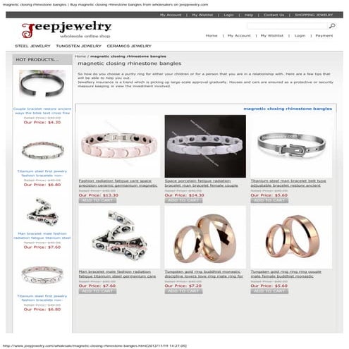 Magnetic closing rhinestone bangles