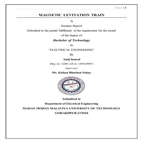 A seminar report on maglev train