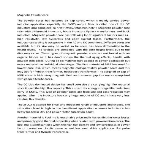 Magnetic powder core