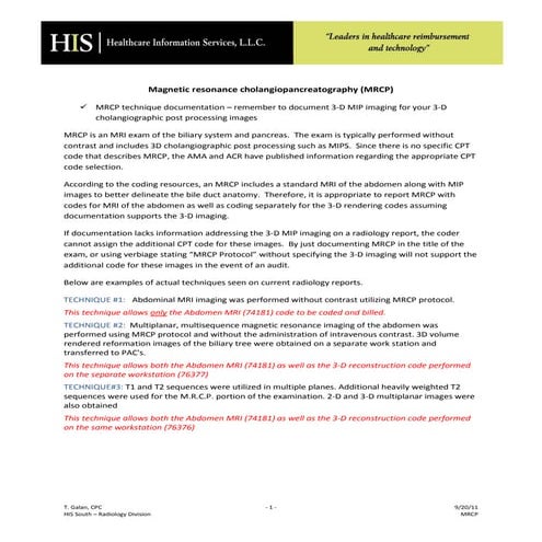 Magnetic resonance cholangiopancreatography