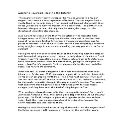 Magnetic reversals reading station #6