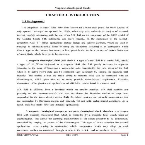 Magneto rheological fluid