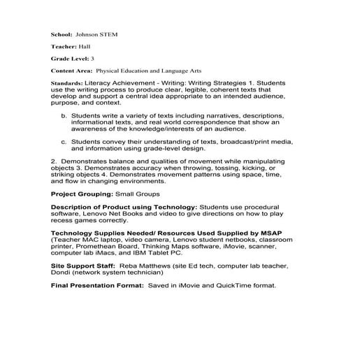 MSAP Project Description