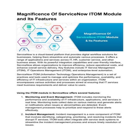 Magnificence Of ServiceNow ITOM Module and Its Features