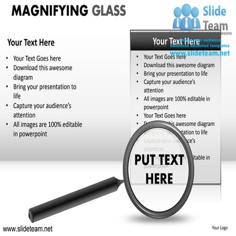 Magnifying glass powerpoint presentation slides.