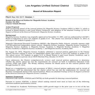 Magnolia Science Academy, denial an...