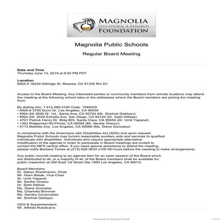 Magnolia Science Academy June 13, 2019 meeting #GulenSchool