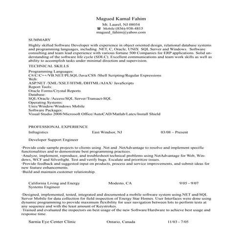 Magued Fahim Resume 2009 2