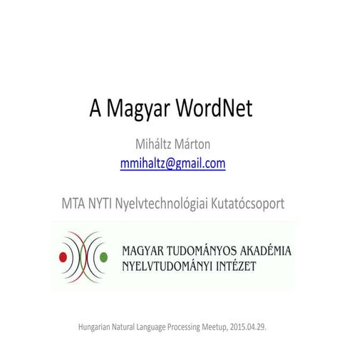 Miháltz Márton: Magyar wordnet