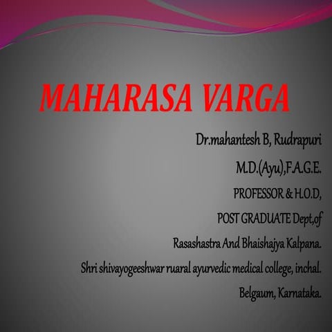 Maharasa varga - Dr.Mahantesh B. Rudrapuri