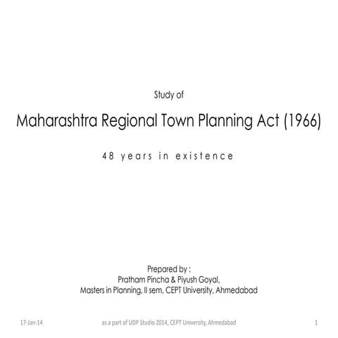 Maharashtra regional town planning act (1966)