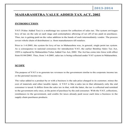 Maharashtra value added tax act