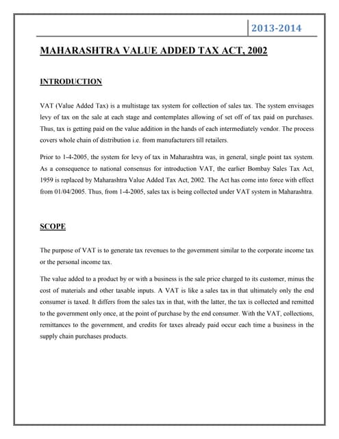 Maharashtra VAT ( Sales Tax) overview | PDF | Personal Taxes | Personal ...