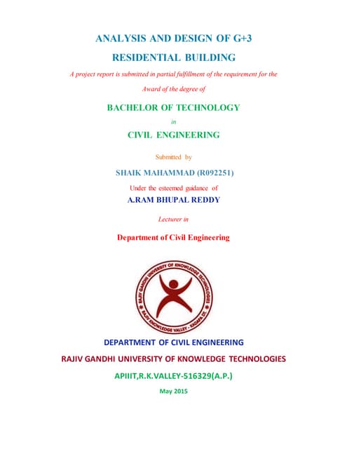 ANALYSIS AND DESIGN OF G+4 RESIDENTIAL BUILDING contents | PDF | Civil ...