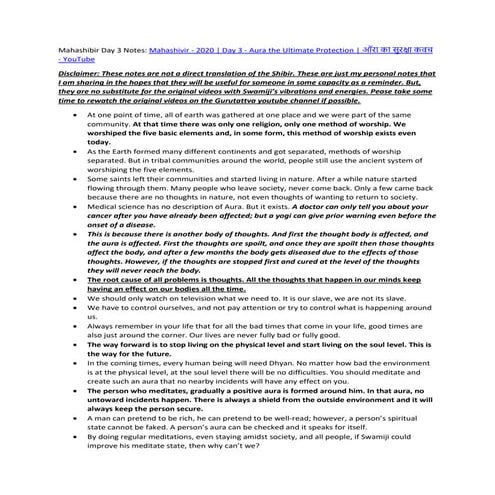 Mahashibir day 3 notes