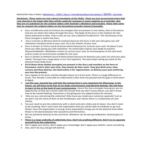 Mahashibir day 4 notes