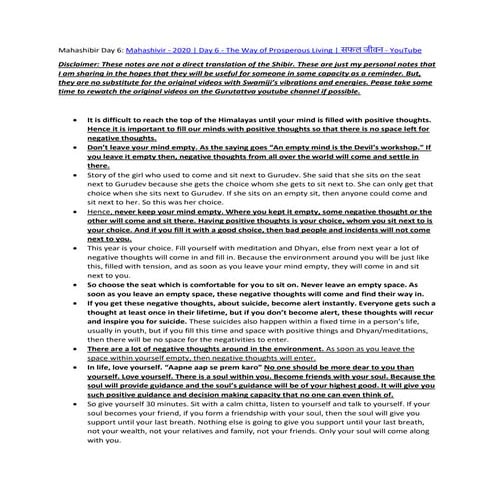 Mahashibir day 6 notes