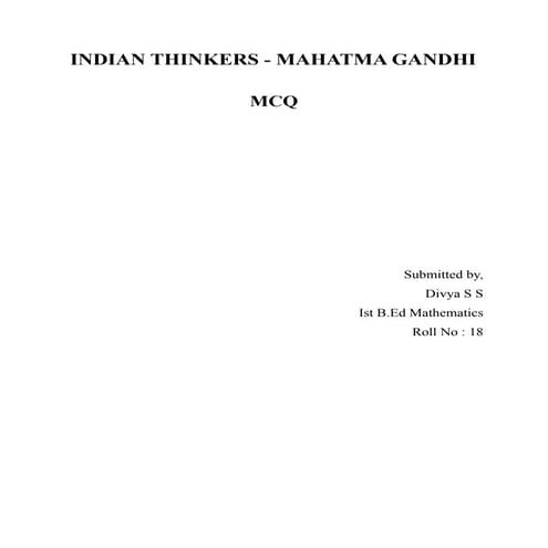 Contributions of Mahatma gandhi towards education mcq