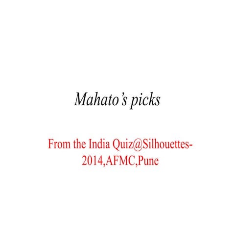 Mahato’s Picks 