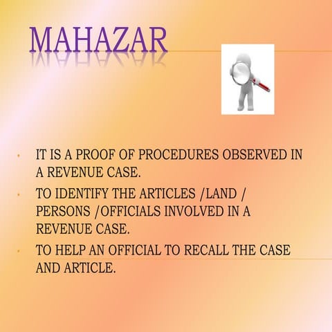 How to Prepare a MAHAZAR- Revenue department | PPTX